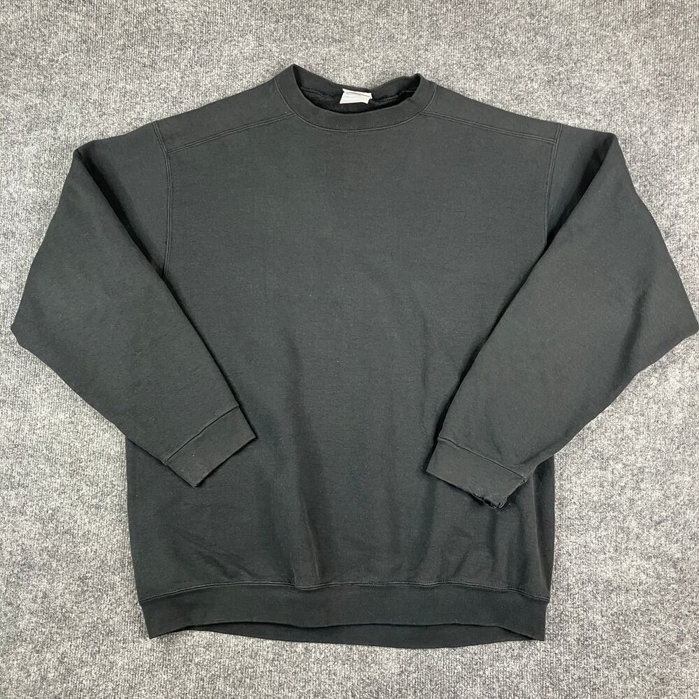 Basic Sweatshirt Mens XXL Black‎ Crewneck Pullover Casual Heavyweight Fleece